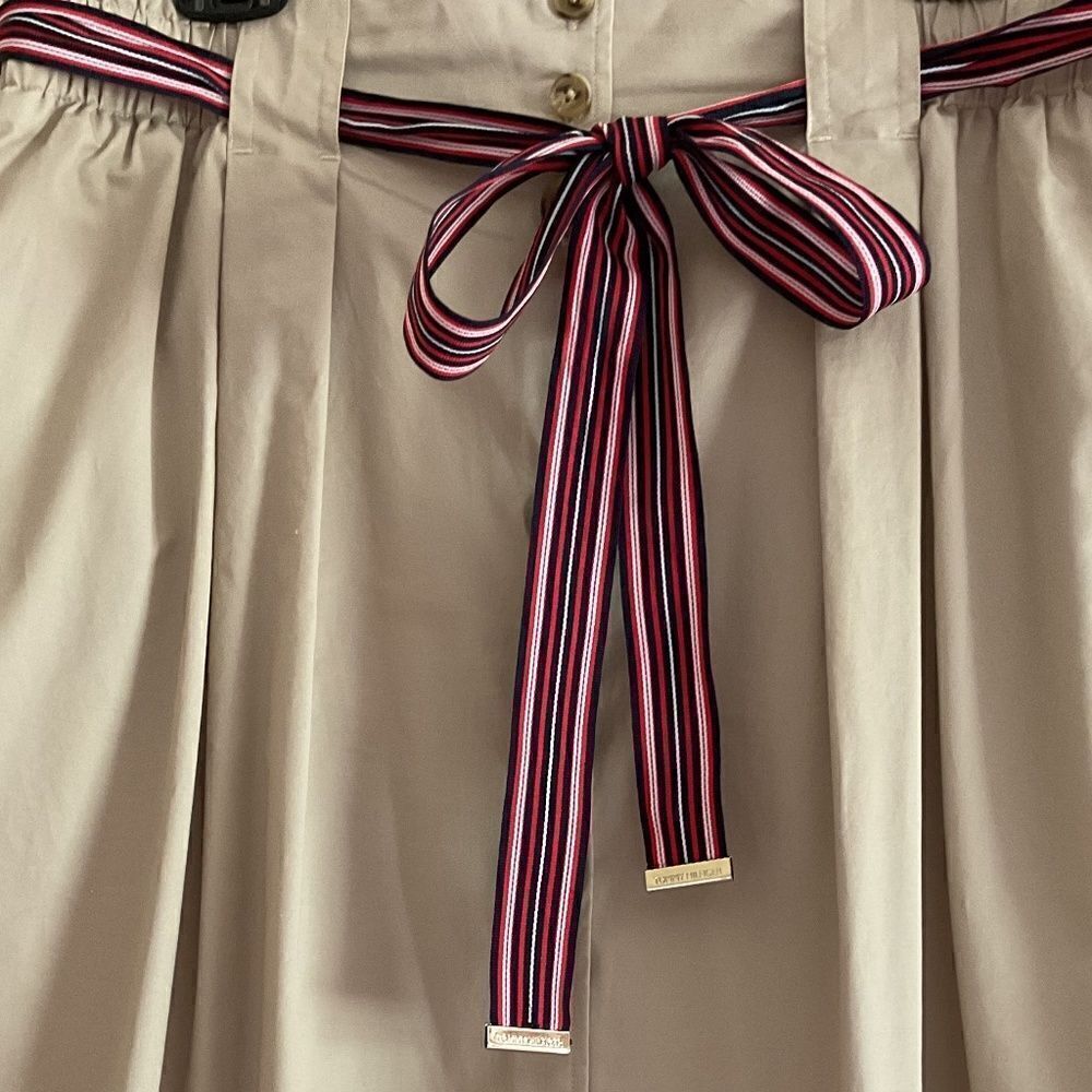 Tommy HILFIGER BEIGE COTTON FRONT BUTTONS BELTED COTTON SKIRT SIZE US 14 - Picture 3 of 15